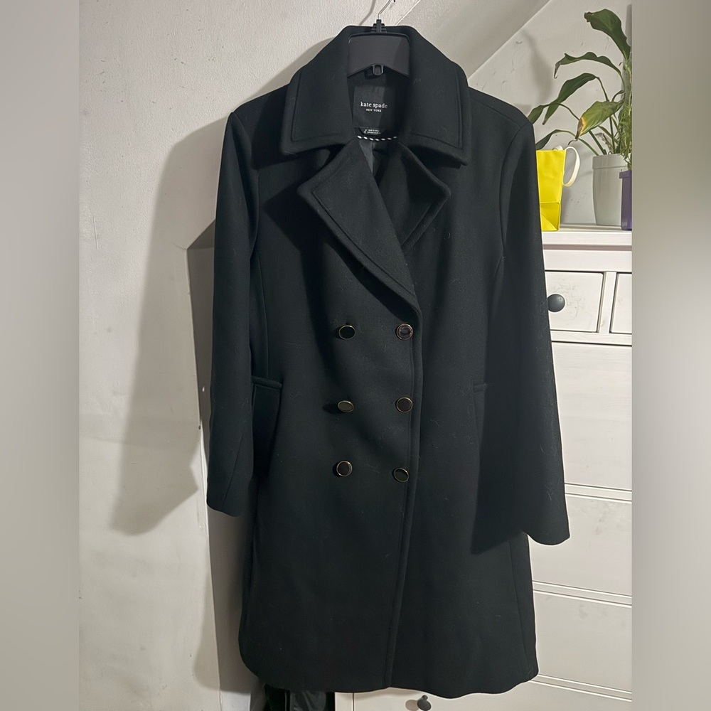 kate spade Black Double-Breasted wool coat NWOT